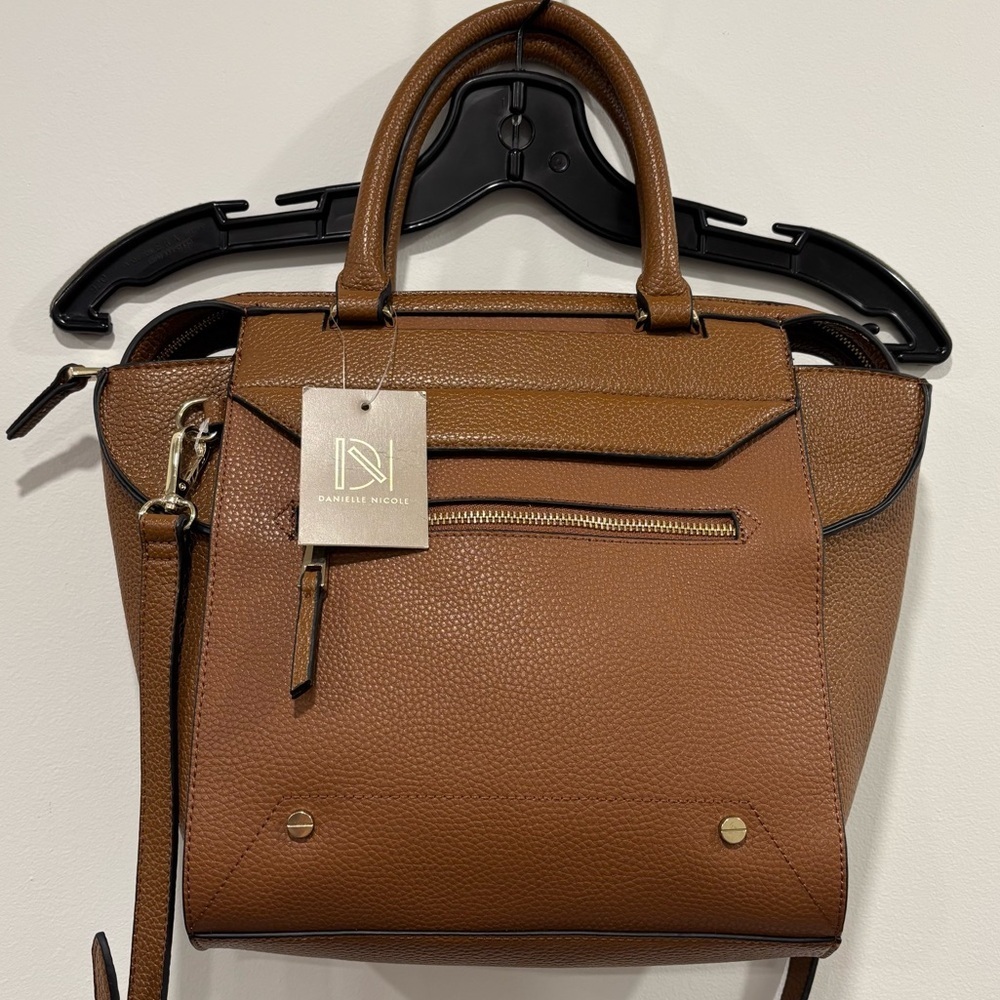 Danielle Nicole Brown Leather HandBag with Removable Shoulder Strap